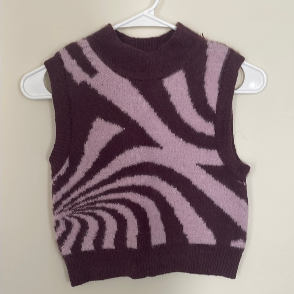 La Hearts Purple Cowl Neck Sweater with Ribbed Trim